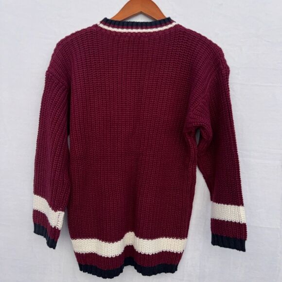 Jamie Scott Chunky Knit Pullover Sweater Women’s Size Small Burgundy VTG - Picture 2 of 13